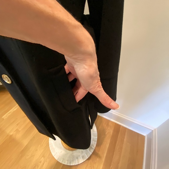 MiCHAEL Michael Kors Womens Black Coat w Gold Buttons / Belted / Size 12 - Picture 5 of 15